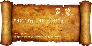 Pálfy Mátyás névjegykártya